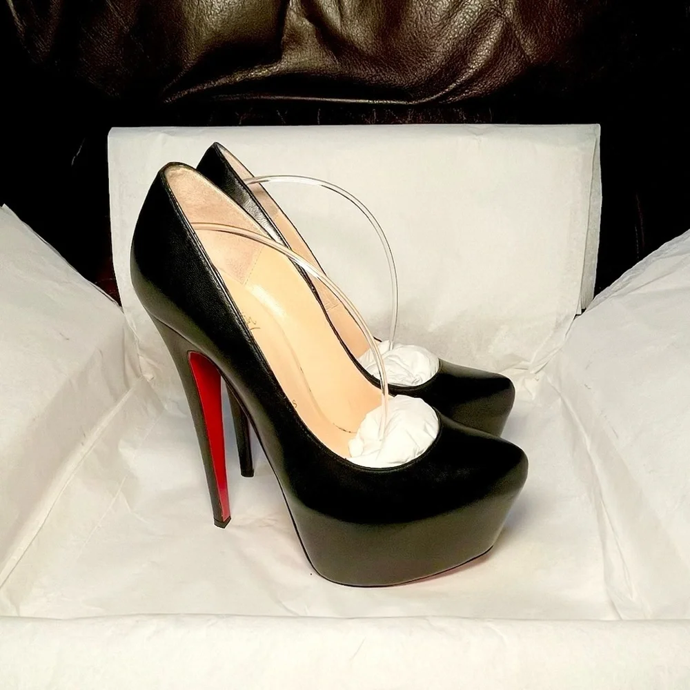 Christian Louboutin Daffodil 160 black kid leather 35.5 ultra platform Stiletto